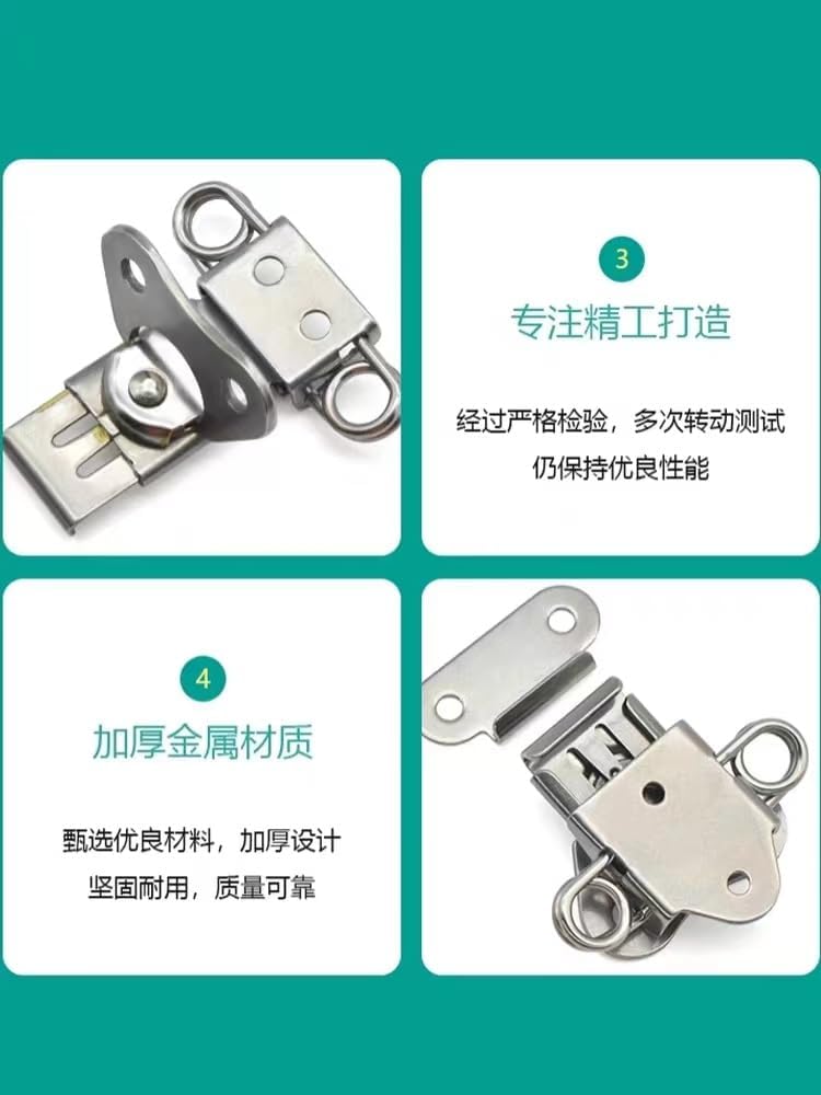 EFARMA Spring Toggle Latch Hasp,Catch Clamp Clip,2 Pcs 304 Stainless Steel Twist Latch Spring Draw Latch Wooden Box Chest Rotary Draw Latch for Case Box (Color : B) (Color : A)