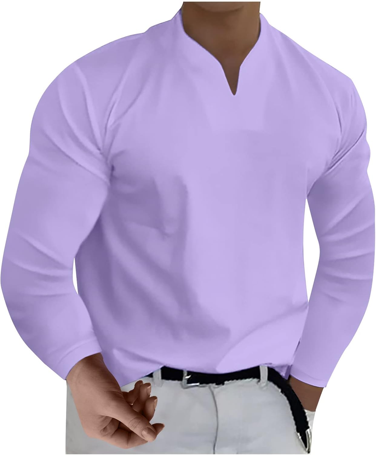 RTRDE Men's Casual Henley Shirts Long Sleeve Solid Color Athletic Workout Tee Tops, M-5XL