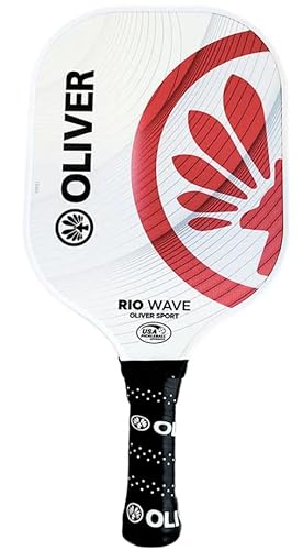 Raqueta Pala Pickleball Rio Wave Blanca y roja Oliver 220 Gramos Panel de Abeja y núcleo 13 mm certificadas por USA Pickleball Cover