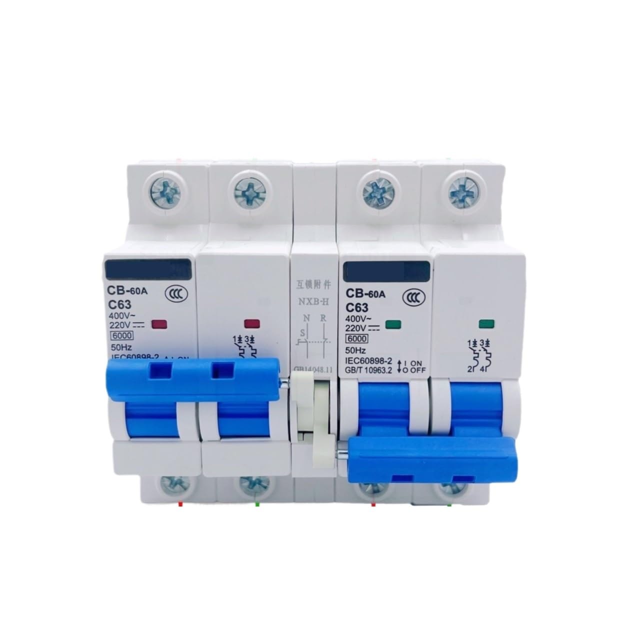 1 PC CB-60A DC Dual Power Switch Solar Electric Vehicle Battery Car Dedicated Interlocking Transfer Circuit Breaker(40A,2P)