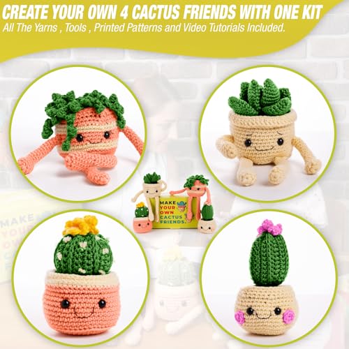 MODDA Crochet Kit for Beginners - Beginner Crochet Starter Kit with Easy-to-Follow Video Tutorials, Learn to Crochet Kits for Adults and Teens, DIY Knitting Supplies, Cactus Kit, 4 Pack Plants Family by MODDA - Image 3