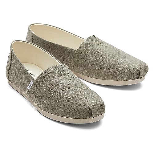 Image of TOMS Women's Alpargata CloudBound Espadrille Loafer Flat, Vetiver Gray Diamonds Refibra Woven Sunprint, 9