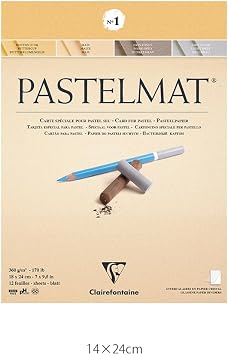 Clairefontaine - Ref 96016C - Pastelmat Pastel Card Pad No.1 (12 Sheets) - 360gsm Card - 18 x 24cm - Assorted Colours - Specially Formulated For Use With Pastels