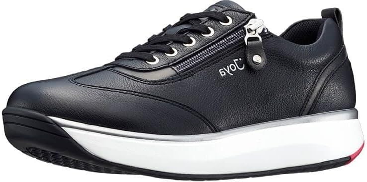 JOYAWomen's Laura Velour Leather Lace Up Shoe with Additional Zipper (Black, fraction_41_and_2_thirds)