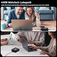 HSSNS USB-C Ladegerät Mehrfach: 440W 8 Ports Schnellladegerät mit 5 USB-C und 3 USB-A, Dual-PD PPS USB Netzteil für MacBook, iPad, iPhone 17/16/15 Serie, Samsung usw – Ansicht 5
