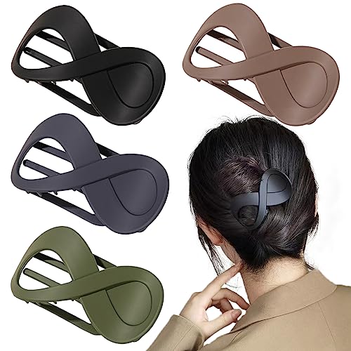 4 PCS French Concord Curved Hair Claws for Women, 3.35 Inch Volume No Slip Grip Banana Clamps for Strong Hold Hair Styling Accessories