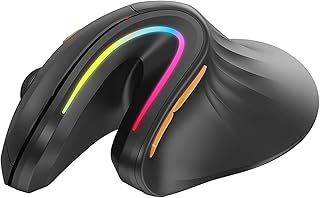Ergonomic Mouse Wireless, ProtoArc EM11 Bluetooth Vertical Ergo Mouse, Rechargeable, 2.4G RGB Optical Vertical Mice with 3 Adjustable DPI, 3-Device Connection for PC, iPad, Mac, Windows-Black