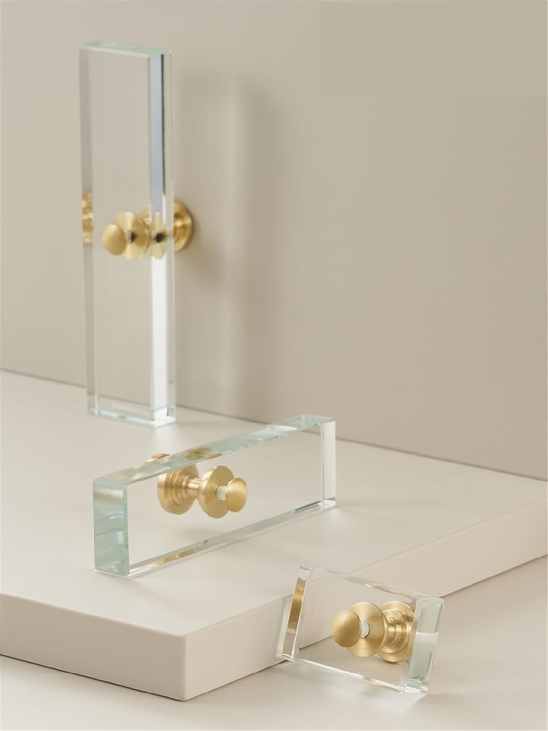 Brass Acrylic Cabinet Drawer Wardrobe Door Furniture Rectangular Handle Knobs T-bar Pull 1Pcs(CH023-4527)