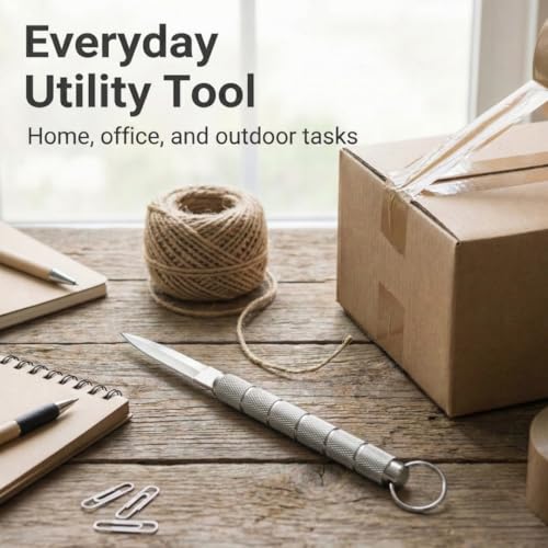 Image of ASIRA Compact Stainless Steel Precision Utility Tool with Keyring Attachment, Portable Everyday Craft and Task Tool for Home, Office, Hobby Projects, and General Daily Use (Silver)