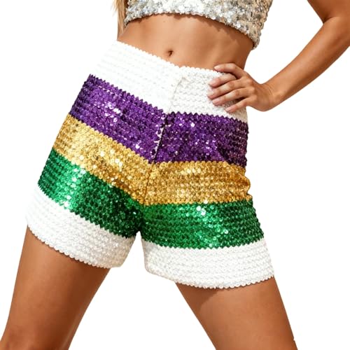 Disfraz de cosplay estilo cortés con pantalones cortos de lentejuelas ajustados para fiesta