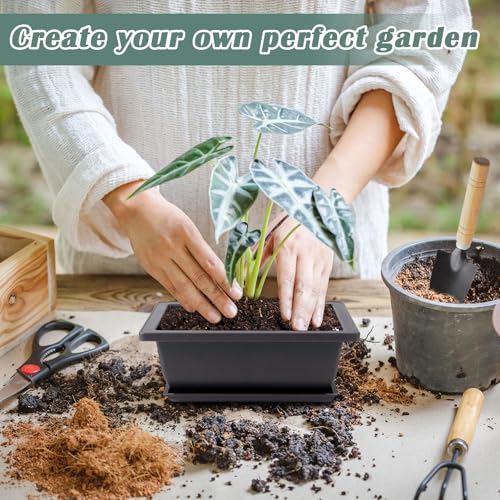 Miniatura 6 de Fswwsf 6 Cuencos Para Bonsái Con Posavasos, Maceta Para Bonsái, Maceta De Plástico Profunda, Para Jardín, Plantas, Patio, Sala De Estar, Balcón, Oficina