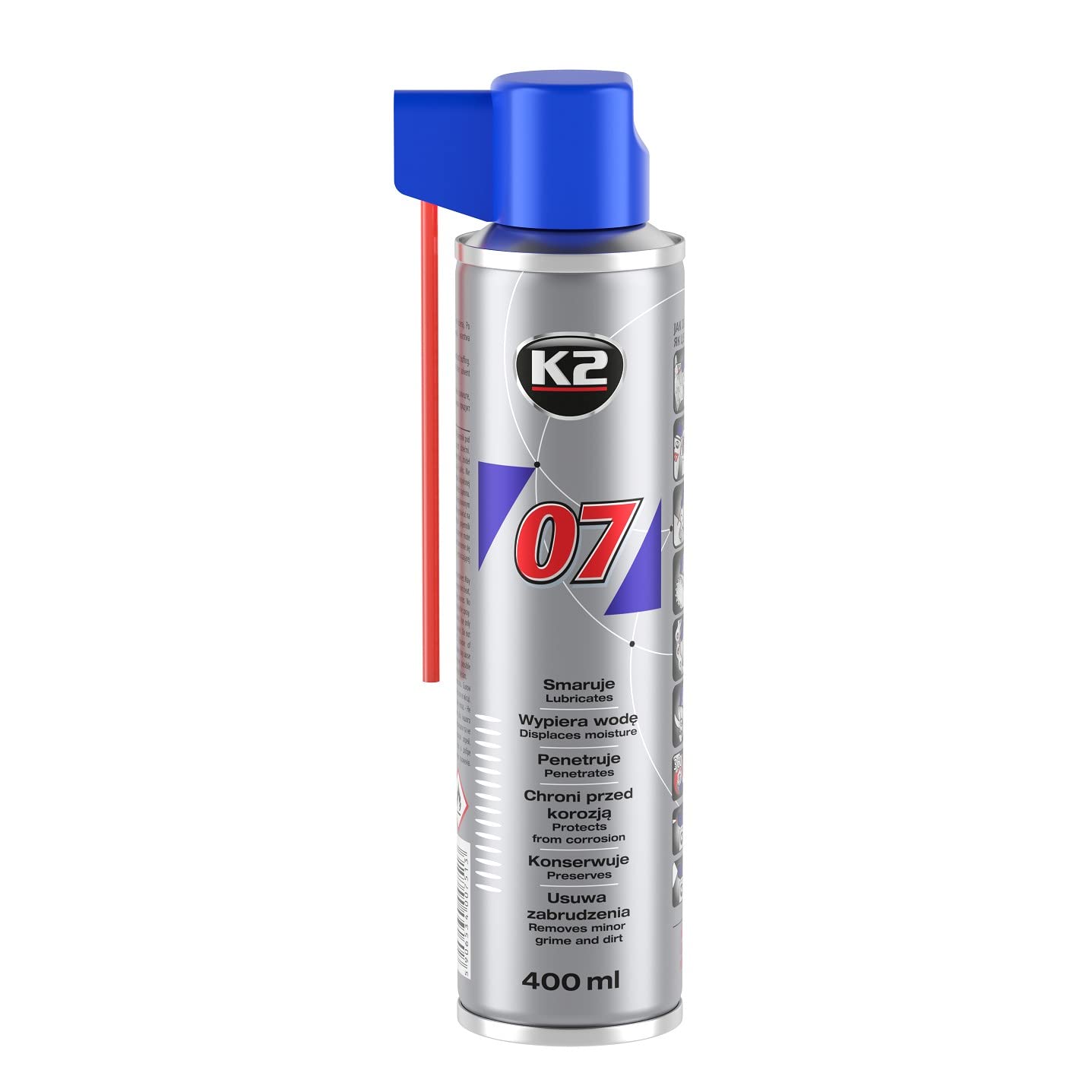 K2 Aceite Lubricante Multifuncional - Pack de 12 Grasa para Liberar Conexiones, Piezas Atascadas y Oxidadas - Evita la Formación de Corrosión - Grasa Lubricante Multiusos Spray 400 ml