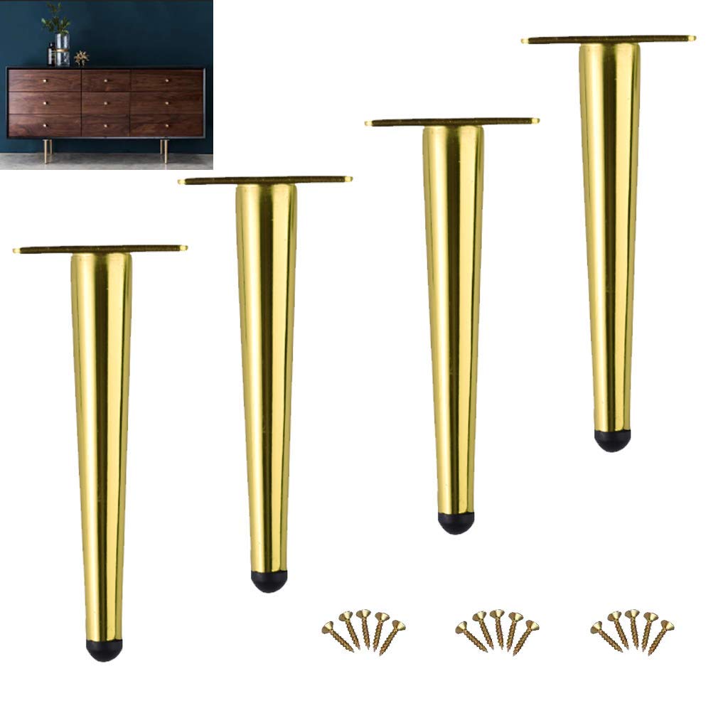 4 Gambe per Divano in Metallo Dorato - Mobili Fai da Te per Divano, Tavolo, Porta TV, tavolino e Letto, Regolabili da 100 mm a 720 mm, Supporta Una capacità di 800 kg