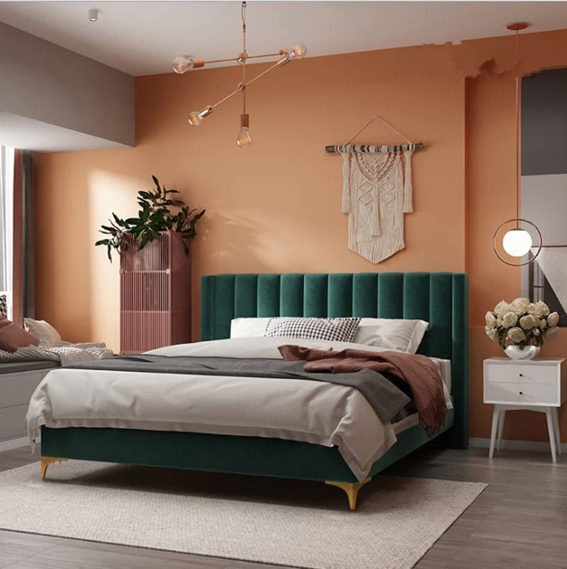 Maple Home Decoration Bed Frame Upholstered Velvet King Size Floating Wood Bed Base Bedroom Furniture(180 * 200 King Size)