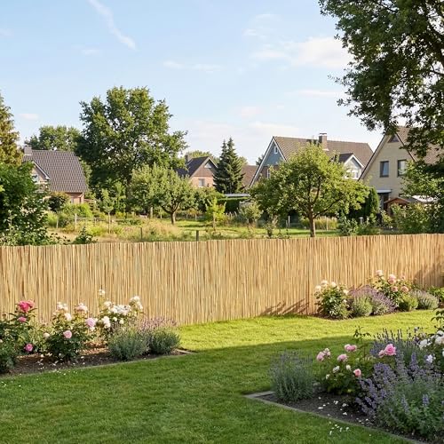 casa.pro Schilfrohrmatte Abbateggio Schilfmatte 90 x 600 cm Balkon Sichtschutz Zaun Schilfzaun Garten Balkonverkleidung Terrasse Gartenzaun Sichtschutzmatte wetterfest