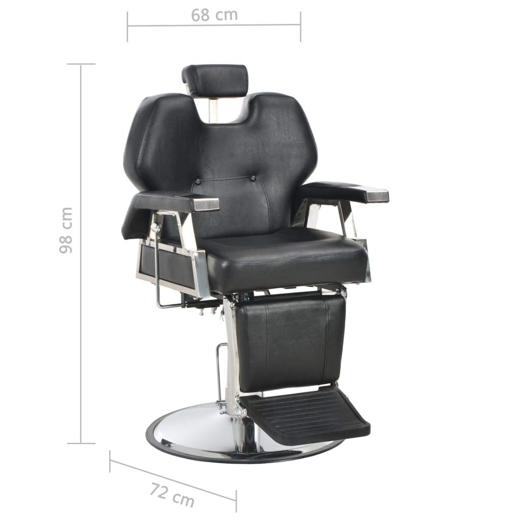 Friseurstuhl Schwarz 72×68×98 cm Kunstleder 360° drehbar, verstellbare Rückenlehne und Kopfstütze, Fußablage, Metallgestell für Salonstudio und Styling