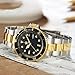FANMIS Mens Luxury Watches Ceramic Bezel Sapphire Glass Luminous Quartz Silver Gold Two Tone Stainless Steel Watch (Gold Black)