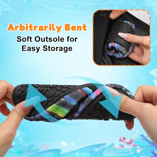 Image of LeIsfIt Kids Water Shoes Girls Boys Quick Dry Aqua Socks Breathable Swim Shoes Non-Slip Barefoot Socks for Beach Surf