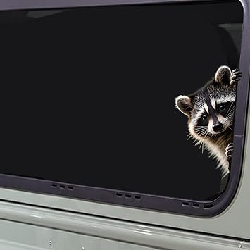 Funny Raccoon Car Sticker Waterproof Raccoon Peeking Decal for Car Window Bumper Self Adhesive Cute Animal Sticker Vehicle Laptop Wall Car Decoration Raccoon Right