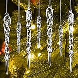 32 Stück Eiszapfen Weihnachtsbaum Anhänger, Klare Acryl Eiszapfen Christbaumschmuck...