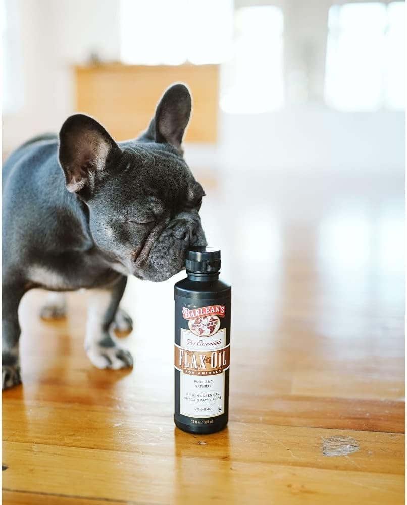 Barlean's Fresh Flax Oil for Animals with Rich Essential Omega-3 Fatty Acids for Pet Well-Being and Health - Non GMO - 12-Ounce