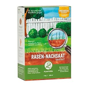 Plantura Rasen-Nachsaat, schnellkeimendes Premium-Saatgut mit Mantelsaat, 2 kg für 100 m²
