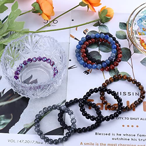 Jerywe 12 Pcs 8Mm Beaded Bracelets For Women Men Natural Stone Stackable Bracelet Charm Beaded Healing Crystal Stretch Bracelets Jewelry #TOP6