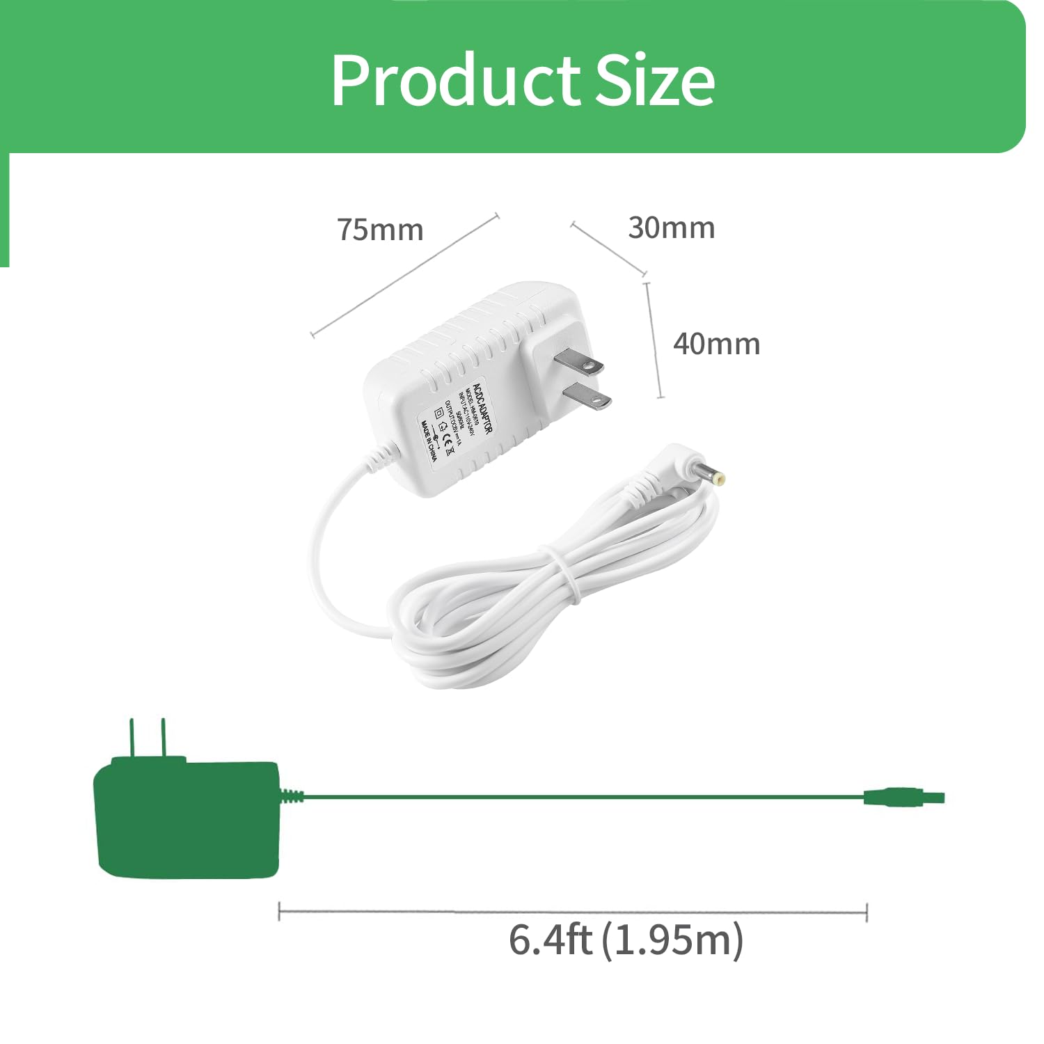 SLLEA AC To DC Power Adapter - 100-240V Input, 6V 2A Output, 1.7mm X 4.0mm Center Tip, Universal Voltage