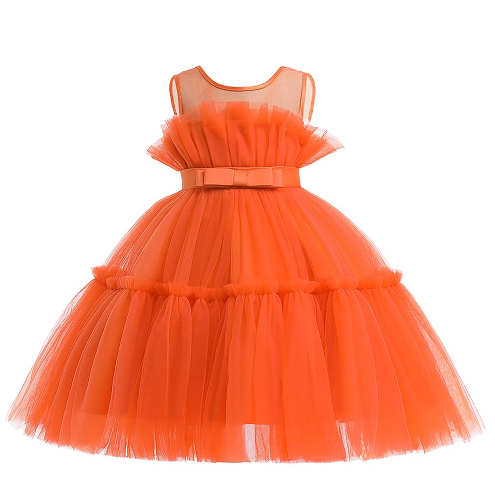 Vestido de princesa de bebé sin mangas con lazo de comunión 8
