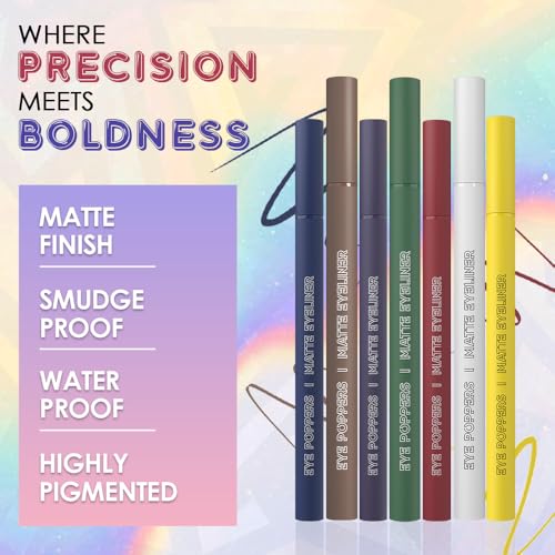 Image of Glam21 Eye Poppers Matte Eyeliner |Smudge Proof and Waterproof Formula | Pen Style Design | Bold & vibrant Shades | High Pigment up to 12 hours | 0.5gm Each Pack oF 2 (Cloud Nine & Moon Magic)