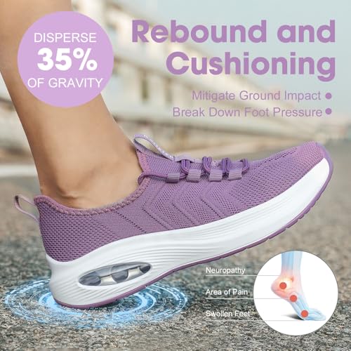 Image of Wide Toe Box Shoes Women Extra Wide Width Sneakers Air Cushion Road Running Shoes Ultra Light Tennis Gym Workout Training Shoes Breathable Walking Shoes with Arch Support