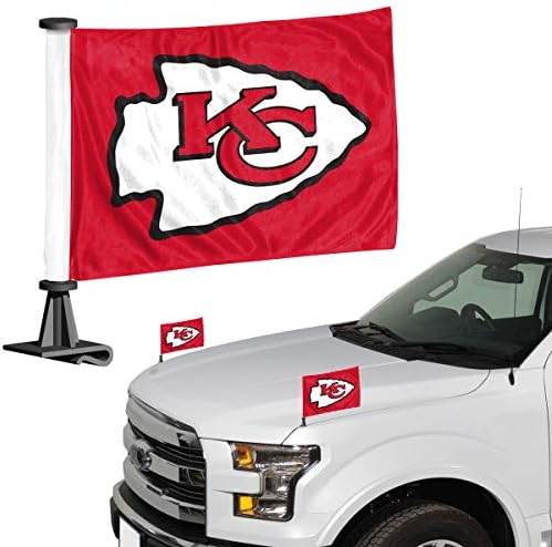 FANMATS 61870 Kansas City Chiefs Ambassador Car Flags - 2 Pack Mini Auto Flags, 4in X 6in, Perfect for Hood or Trunk