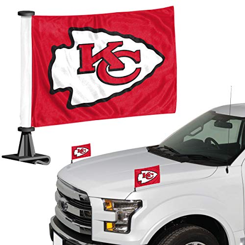 Fanmats 61870 Kansas City Chiefs Ambassador Car Flags - 2 Pack Mini Auto Flags, 4In X 6In, Perfect For Hood Or Trunk #TOP3