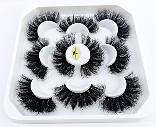 HBZGTLAD 5 Pairs 25mm 3D Mink False Eyelashes with Custom Natural Mink Lashes, Handmade, Reusable, Black