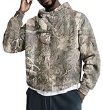 Lauweion Mens Oversized Camo Hoodie Casual Camouflage Raglan Sleeve Hooded Sweatshirt With Pockets