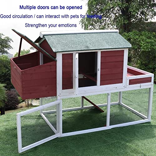 ACIYD Hühnerstall Villa Geflügelstall Kaninchenstall, Hühnermisch 62 Zoll Holz großes Heulenhaus Geflügelkäfig mit Lauf… – Bild 4