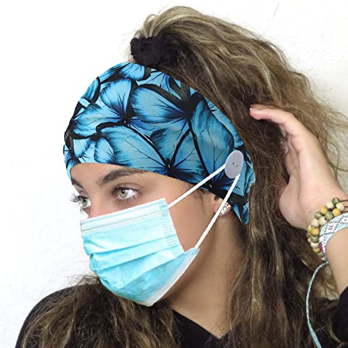 Olbye HB-53 Wide Boho Headbands Headwrap Butterfly Stretch Button Hair Bands Bandana Yoga Running Athletic Turban Head Bands Head Scarfs Hair Accessories thumb #5