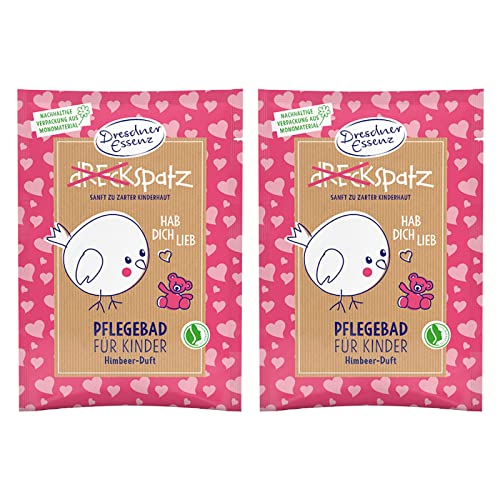 2er Pack Dresdner Essenz Dreckspatz Pflegebad Hab dich lieb Himbeer-Duft 2 x 50 g Badezusatz vegan