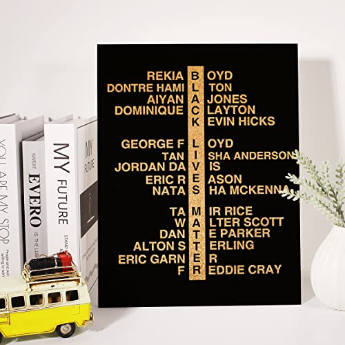 Black Lives Matter Canvas Wall Art Motivational Black History Month Quote Gold Foil Art Print Framed Canvas Painting Artwork Home Decor Gifts 12X15 Inch #TOP3