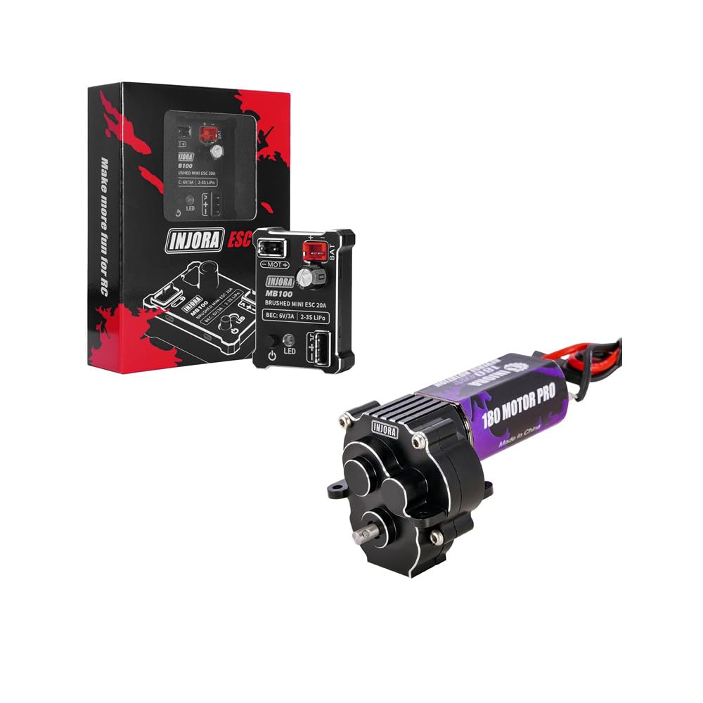 INJORA MB100-R80 20A Brushed Mini ESC and 180 Pro 48T motor and Transmission for TRX4M Upgrade