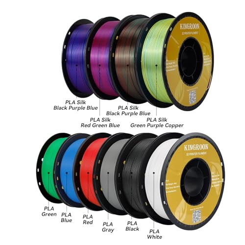 Image of Kingroon PLA 3D Printer Filament,10 Rolls, 10kg Spool(22lbs),Single and Triple Color1.75 mm,4 Triple Color Silk PLA+6 PLA