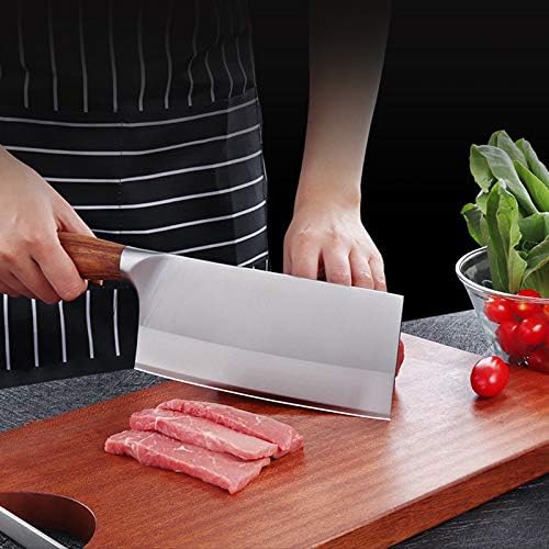 MAYiT Meat Cleaver Knife, Professional 7 inch Chinese Kitchen Knife German Steel Chef Knife Carbon Fiber Kitchen Cooking Knife Kitchen Meat Cleaver Pakkawood Handle