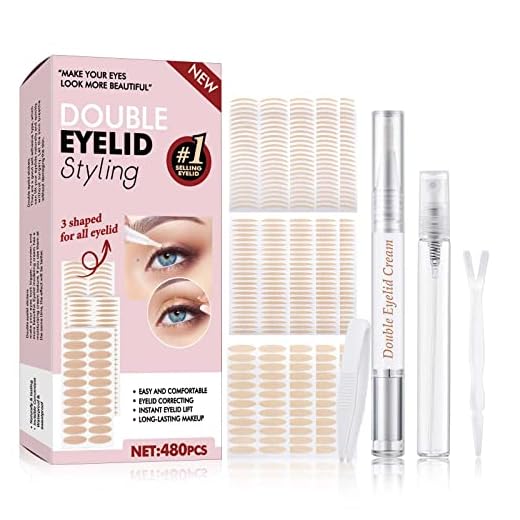 Eyelid Tape, Invisible Eyelid Lifter Strips, Instant Double Eyelid Lift for Hooded, Droopy, Uneven, Mono-Eyelids, Big Eye Tools with Fork Rods & Tweezers, 480 PCS