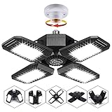 120W LED Garage Lights, 12000LM Garage Lights Ceiling LED, Best for Garage, Workshop, E26/E27 Base, CRI 85, 6500K Four-Leaf Deformable LED Garage Lighting Fixture with Adjustable Multi-Position Panels