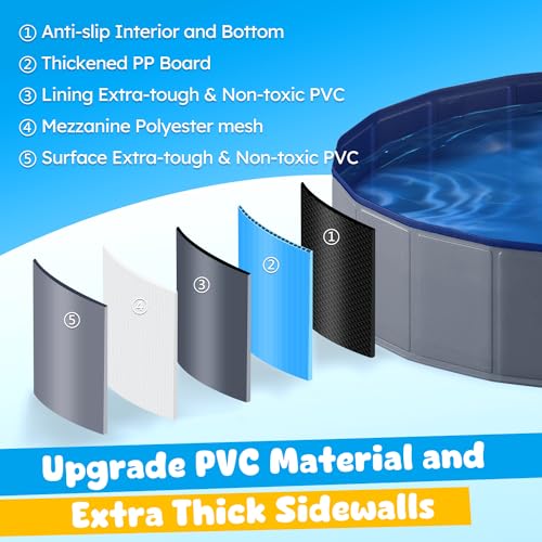 image for Niubya Foldable Dog Pool, Collapsible Hard Plastic Dog Swimming Pool, 