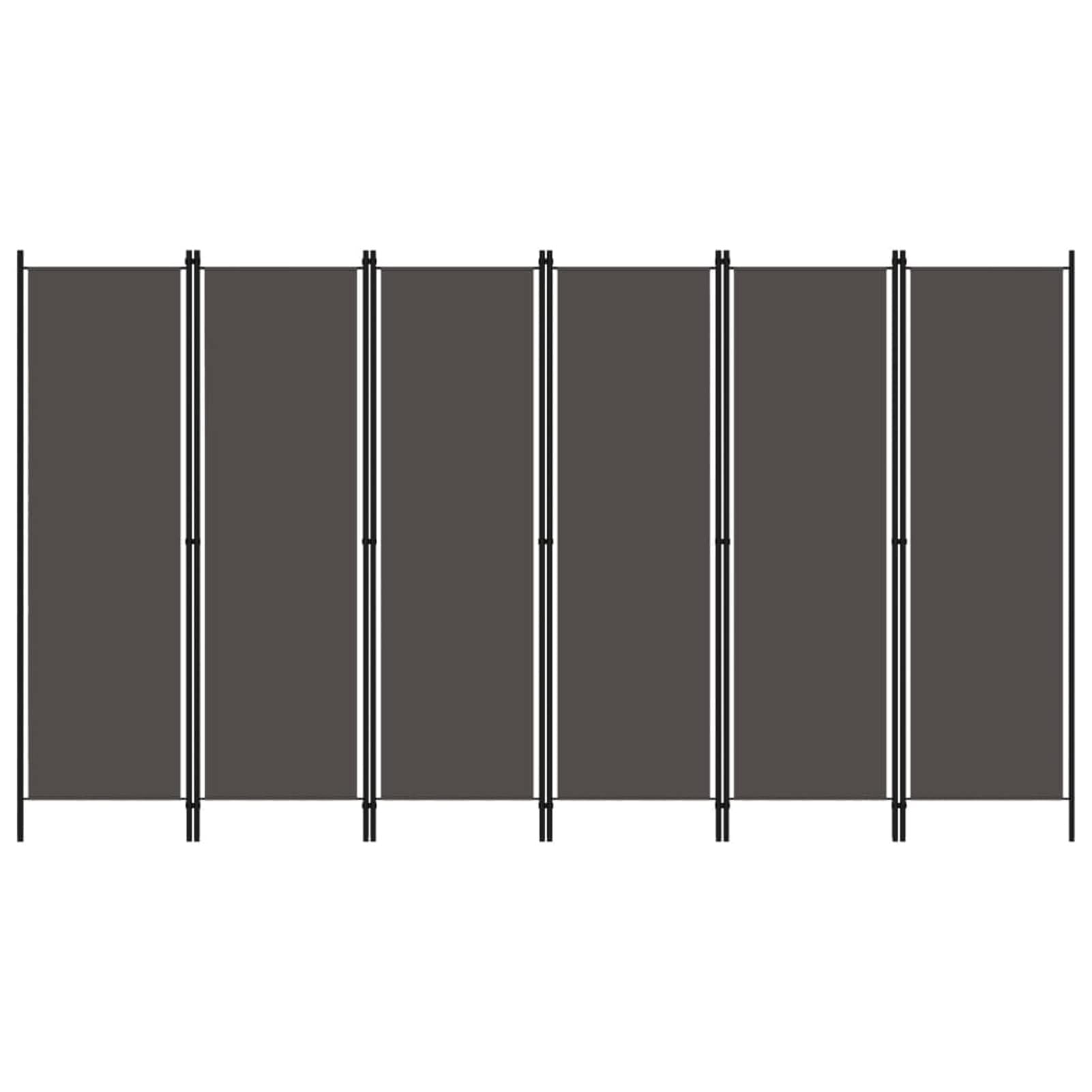 Homgoday Paravento divisorio a 6 pannelli, grigio antracite, 300 x 180 cm, paravento pieghevole, separatore di ambiente, schermo di privacy per soggiorno ufficio giardino