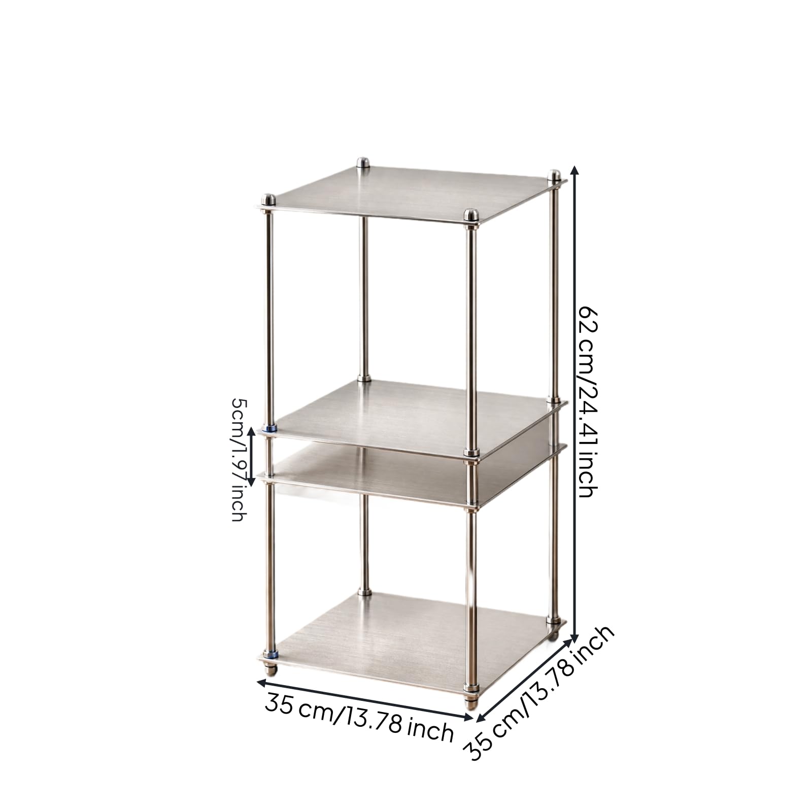 rockible ría Modular Metal Giratorio Rack Almacenamiento con s Cuadrados Resisn Organizador Modular Apilable para Dormitorio, 35x35x62cm, 2 Niveles