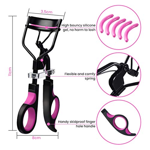 Eyelash Curler , Hocosy 4 In 1 Eyelash Curlers Kit For Women Includes Lash Curler, Eyelash Brush, Eyelash Extension Tweezers, Eyebrow Brush And Comb, Silicone Refill Pads For Natural Eyelashes #TOP1