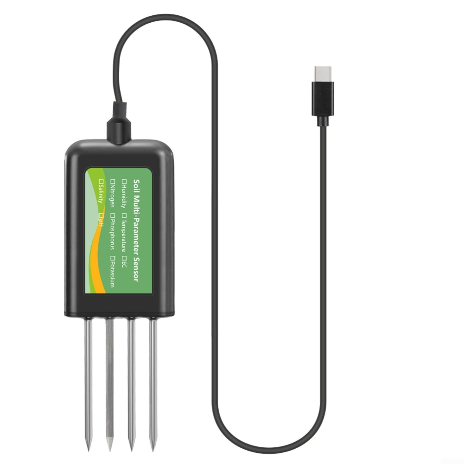 Sensor de suelo USB para Android y para sistemas hongmeng, medidor de humedad de pH IP68 NPK con cable de 2 m