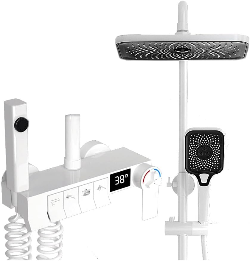 White Shower Home Set, Bathroom Piano Button, Intelligent